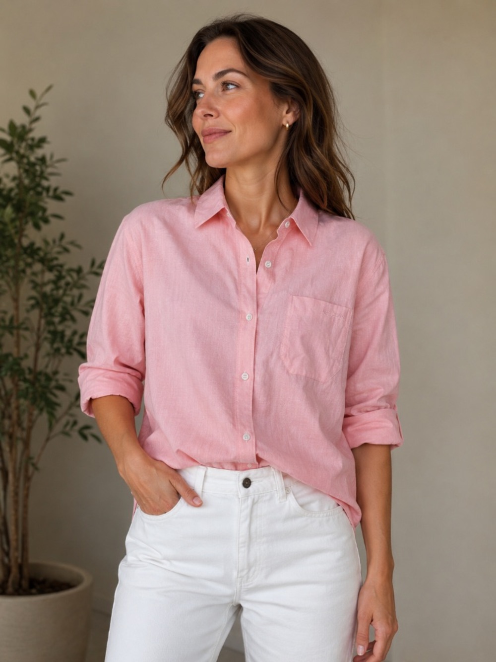 Djerf Avenue Peach Button-Up Shirt